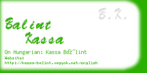 balint kassa business card